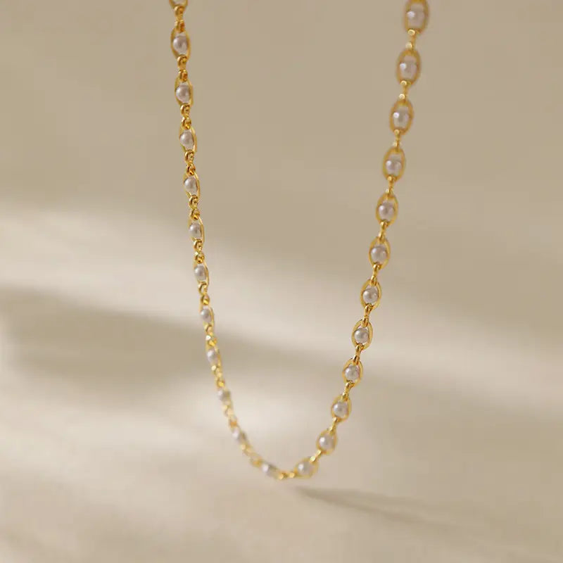 Shell Bead Necklace - 18K Gold Plated Pendant