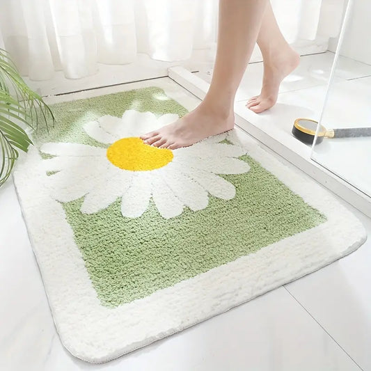 Daisy Bath Mat: Soft, Absorbent, Non-Slip, Machine Washable