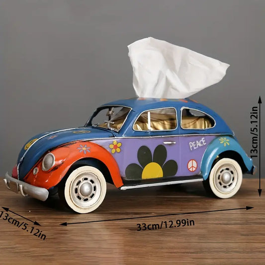 Vintage Bus Tissue Box Holder - Industrial Decor Car Ornament