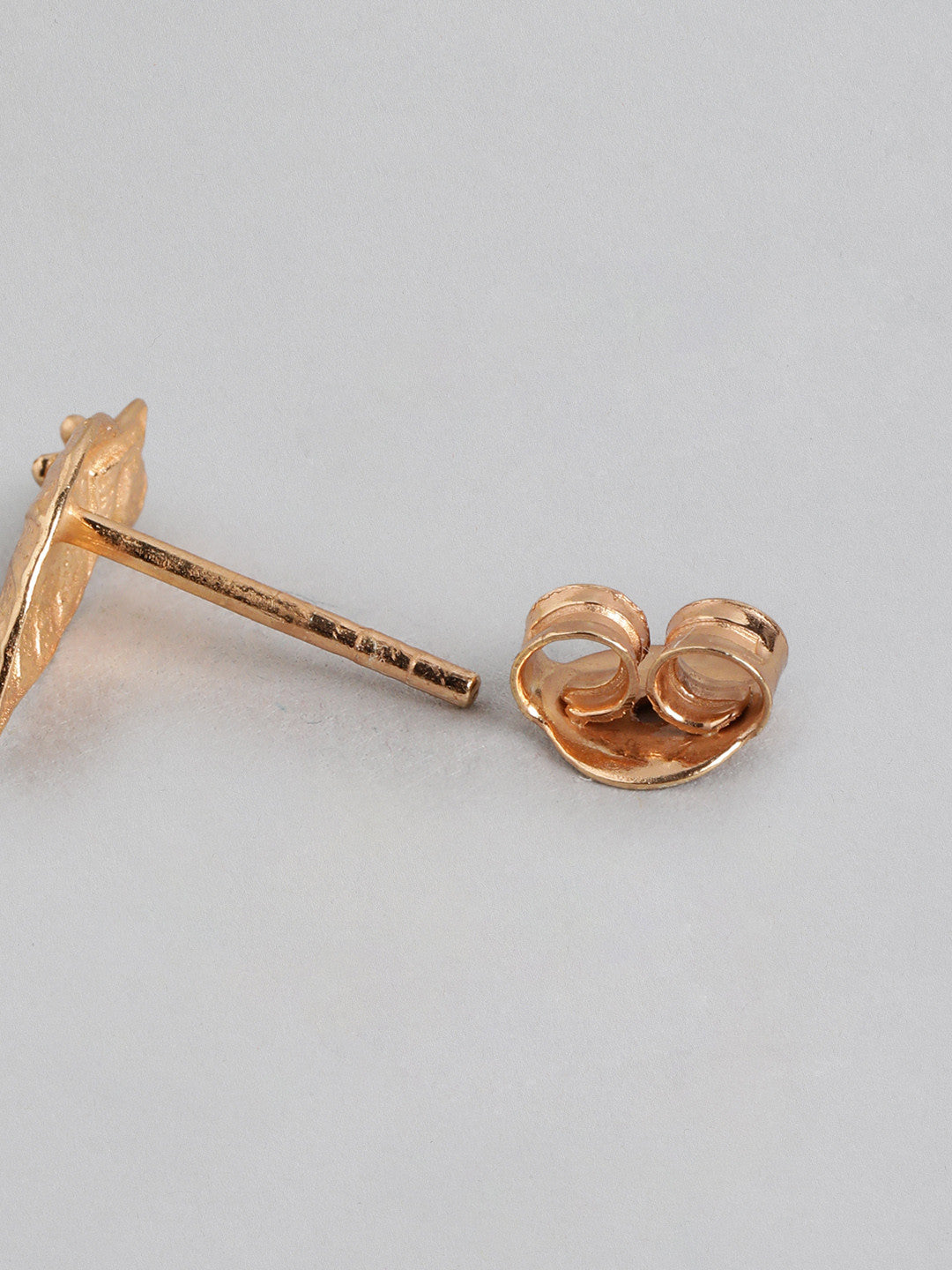 CZ Leaf Petite Stud Earring – Stud Earrings – 925 Sterling Silver & 18kt Rose Gold Plated – Leaf Design