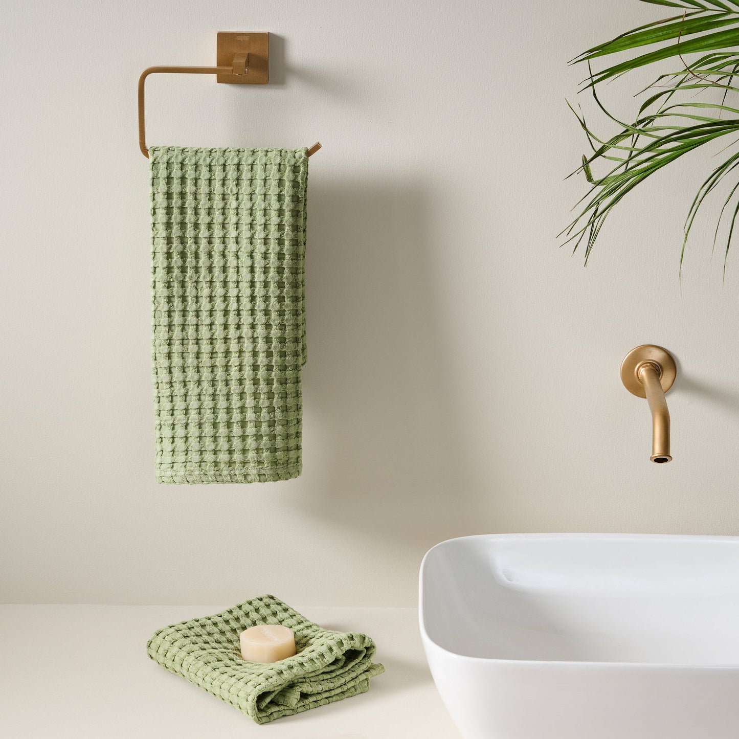Cotton Waffle Towel - Hand, Chalk