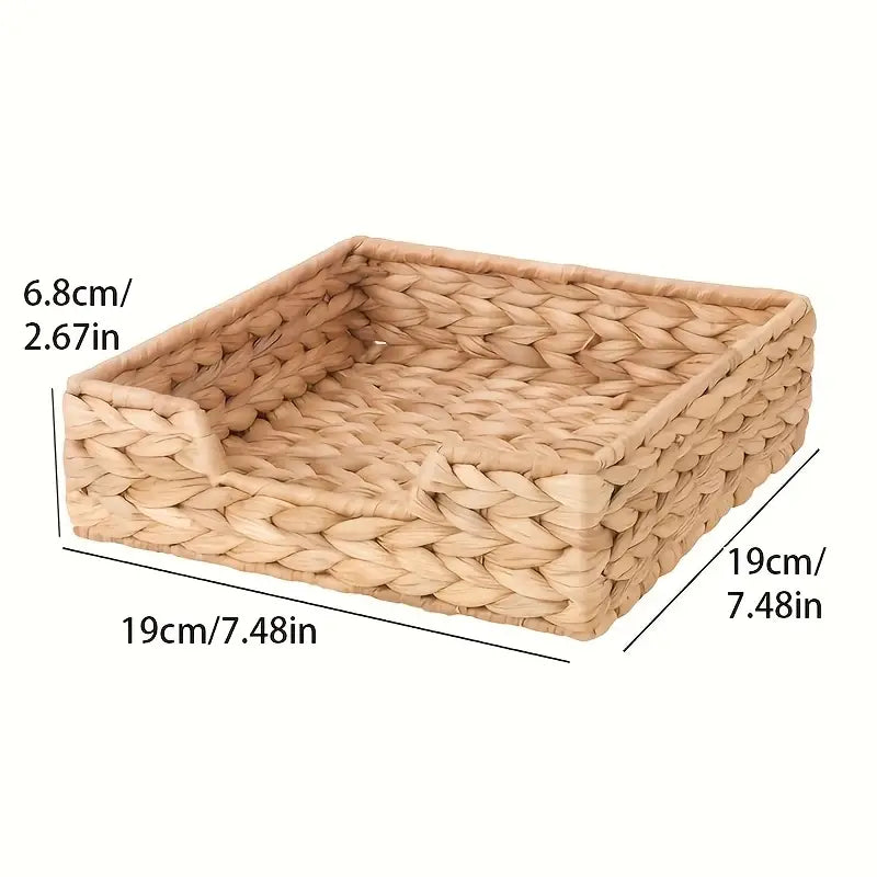 Rustic Woven Storage Basket - Natural Shelf Organizer for Home