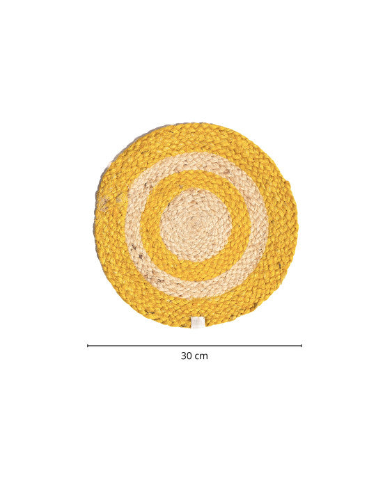 Round Braided Dining Placemats – Tabletop Accessories – Jute Fiber – 4-Piece Set