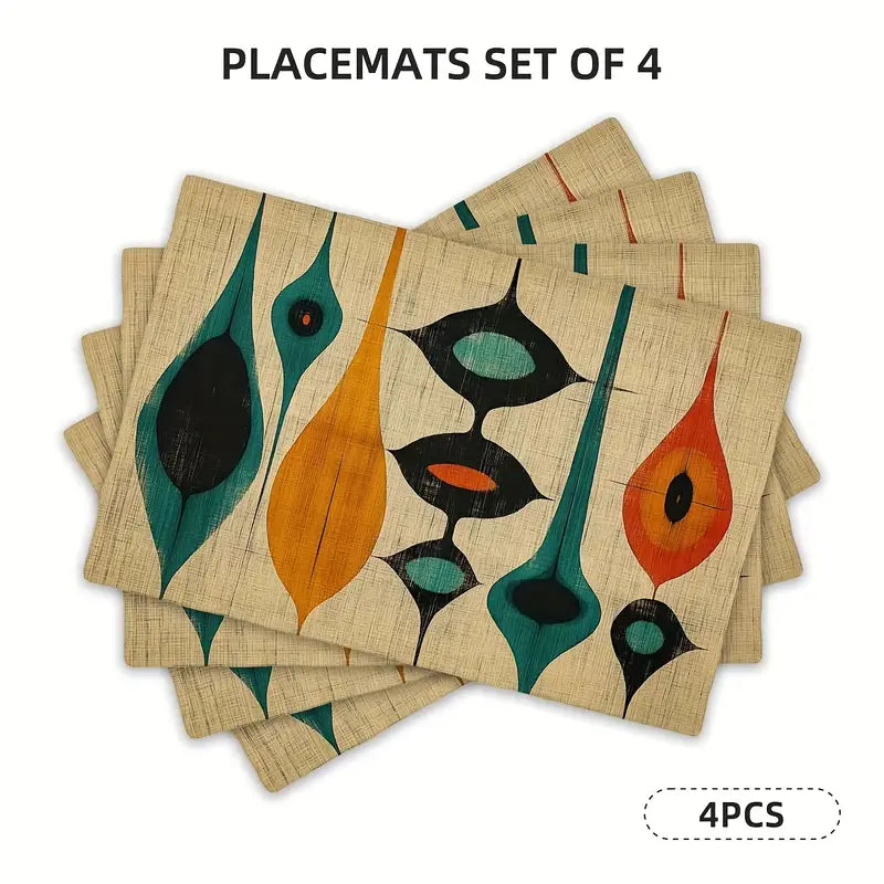 4/6pcs Placemat Set with Geometric Patterns