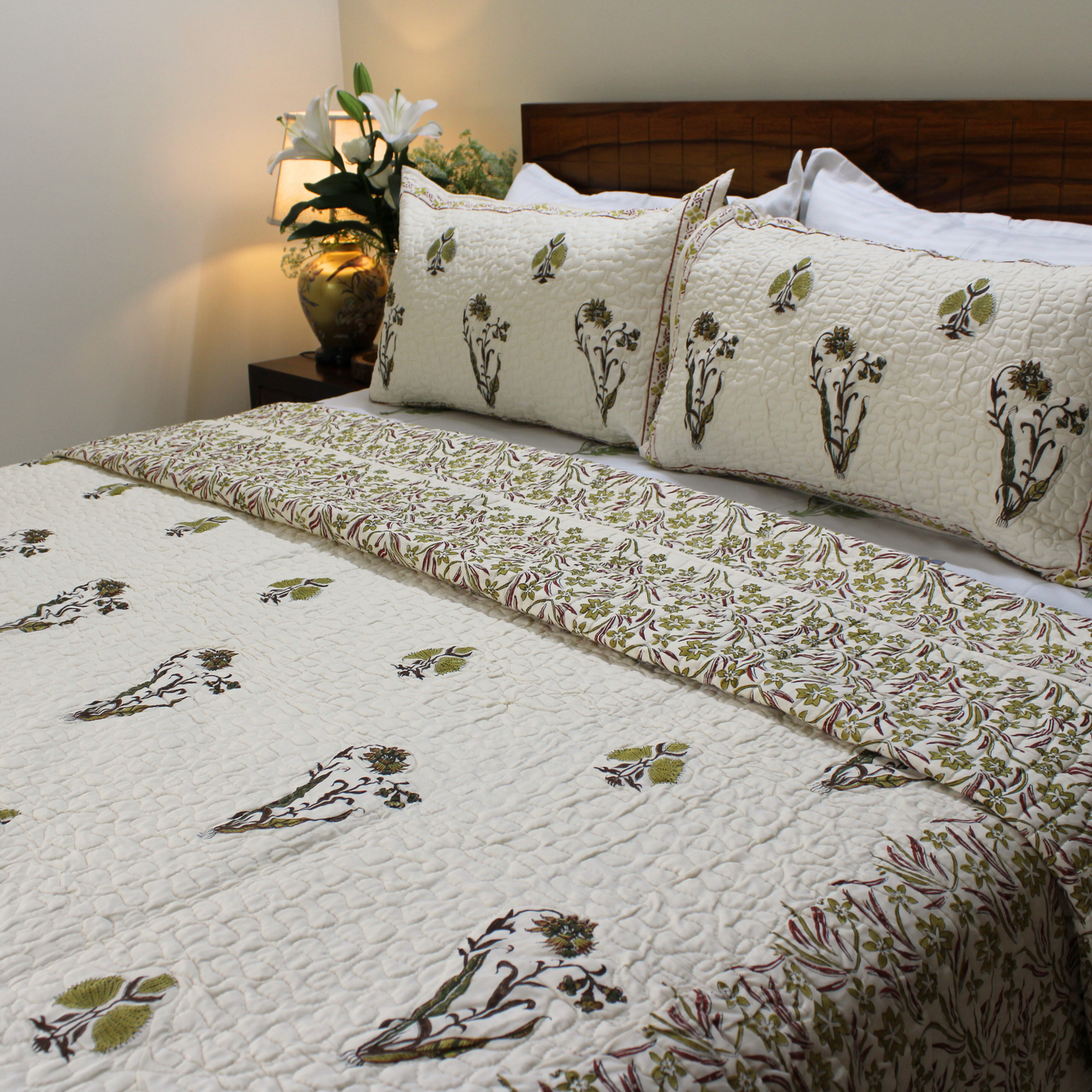 Bedsheet | Handblock Cotton Quilted | Set of 3