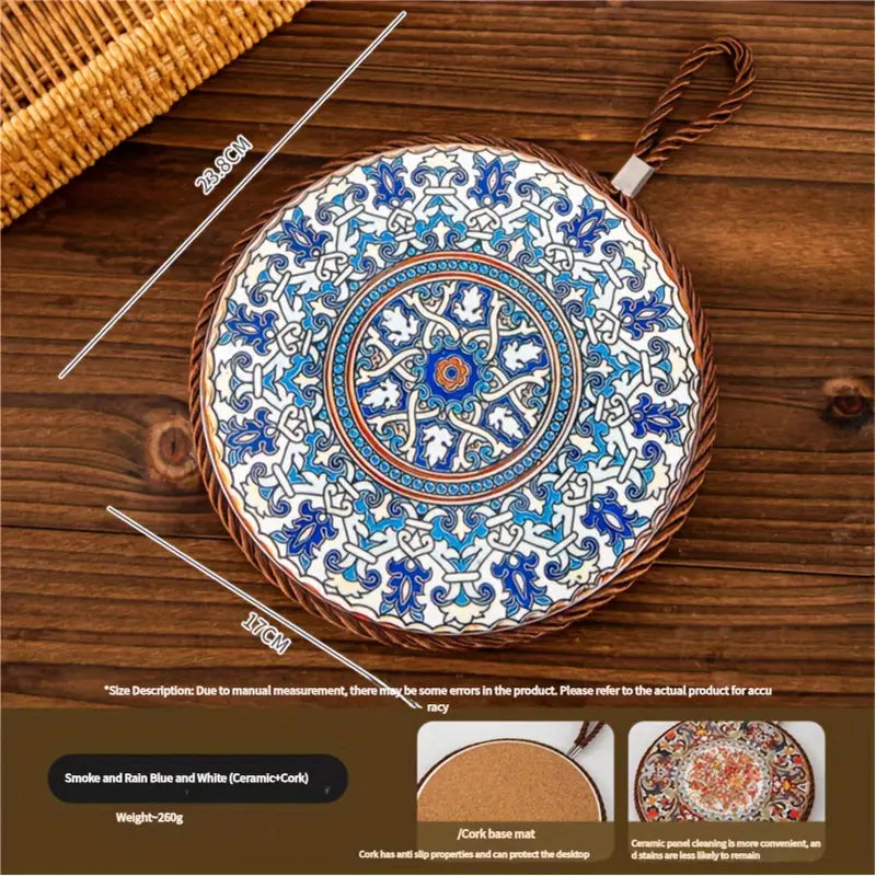 Retro Enamel Trivet - Heat Resistant, Anti-Slip Hot Dish Mat