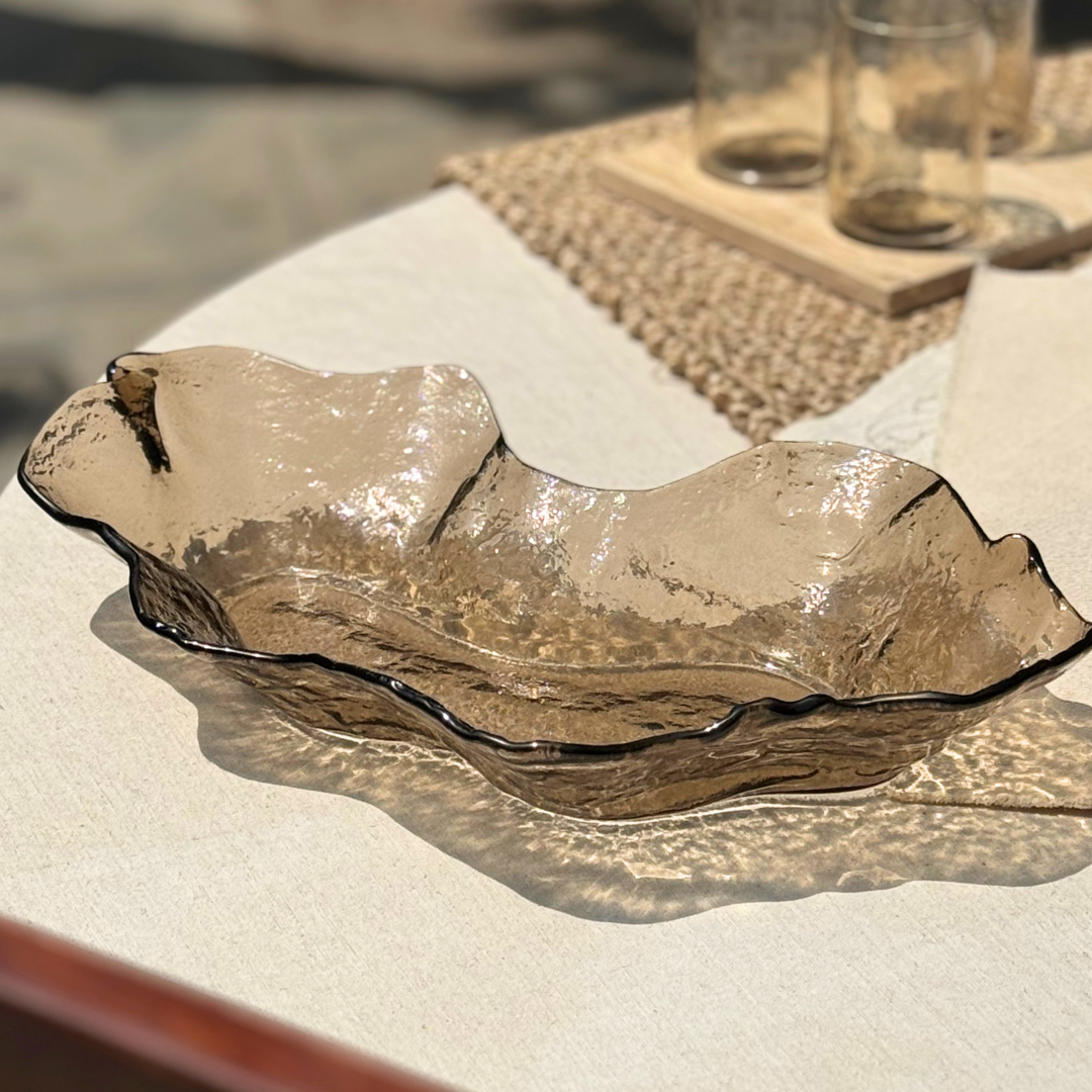 Slumped Glass Serving Bowl - Organic Silhouette