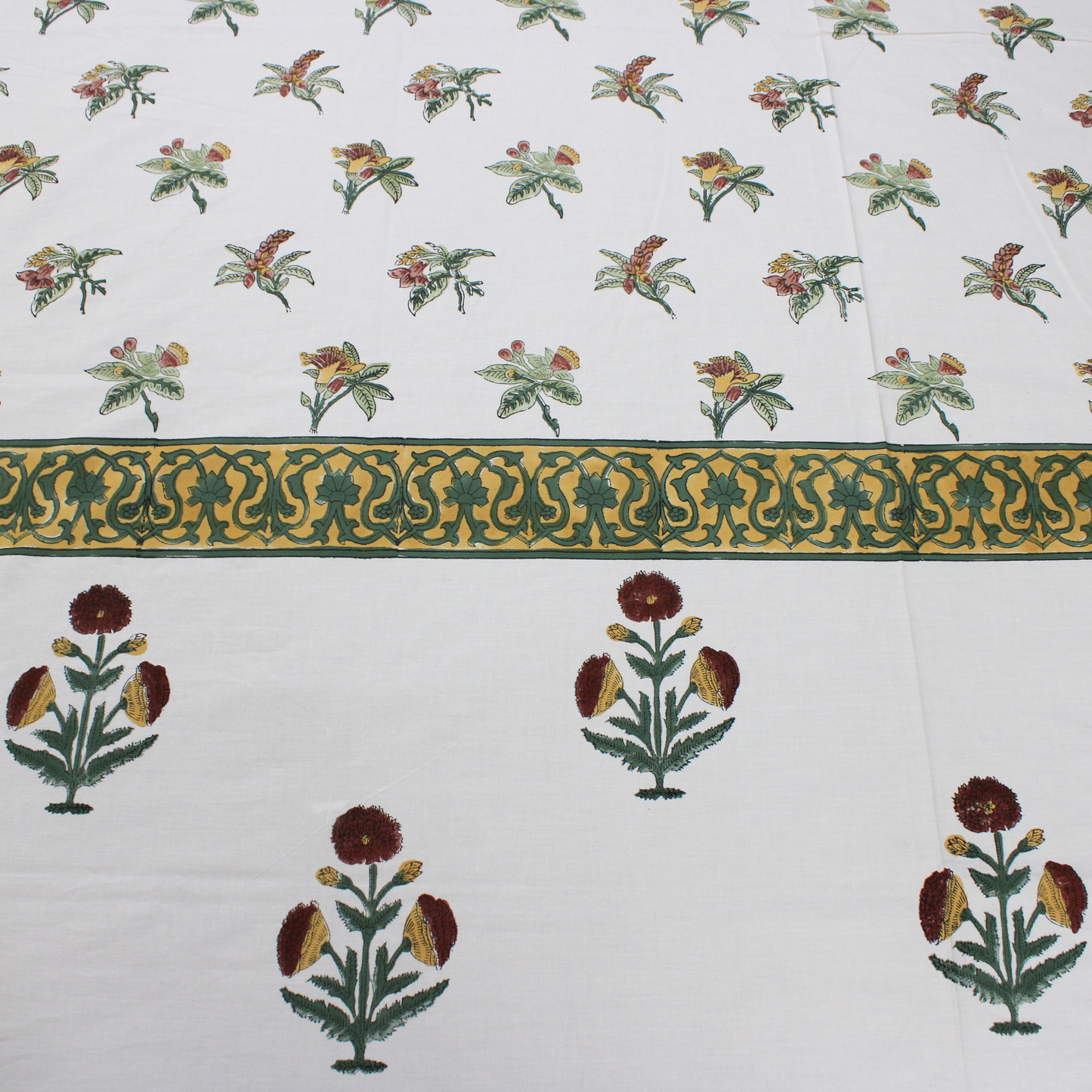 Bedsheet | Cotton Handblock Garden Print | 3 Pc Set