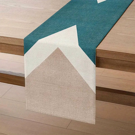 Teal Geometric Table Runner - Modern, Durable, Easy Clean Dining Decor