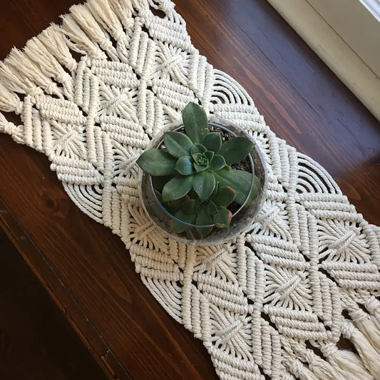 1pc Bohemian Macrame Placemat with Tassel Edges