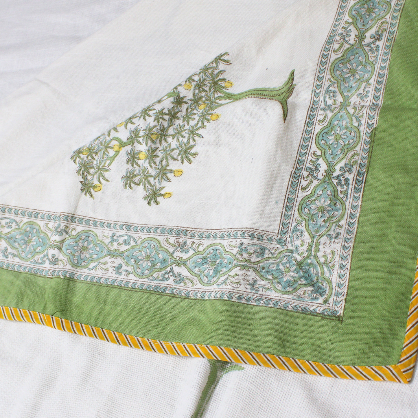 Bedsheet | Cotton Slub Handblock Lotus Garden | Set of 3