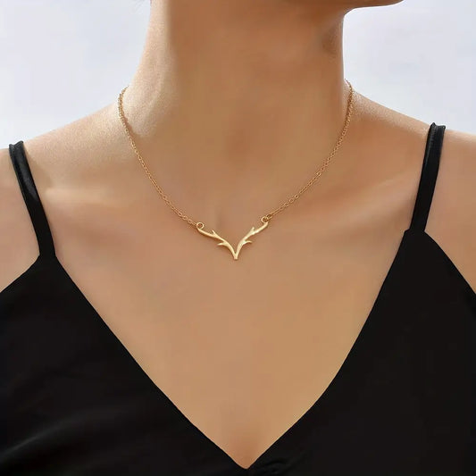 Minimalistische stijl hertengewei-vormige sleutelbeenketting