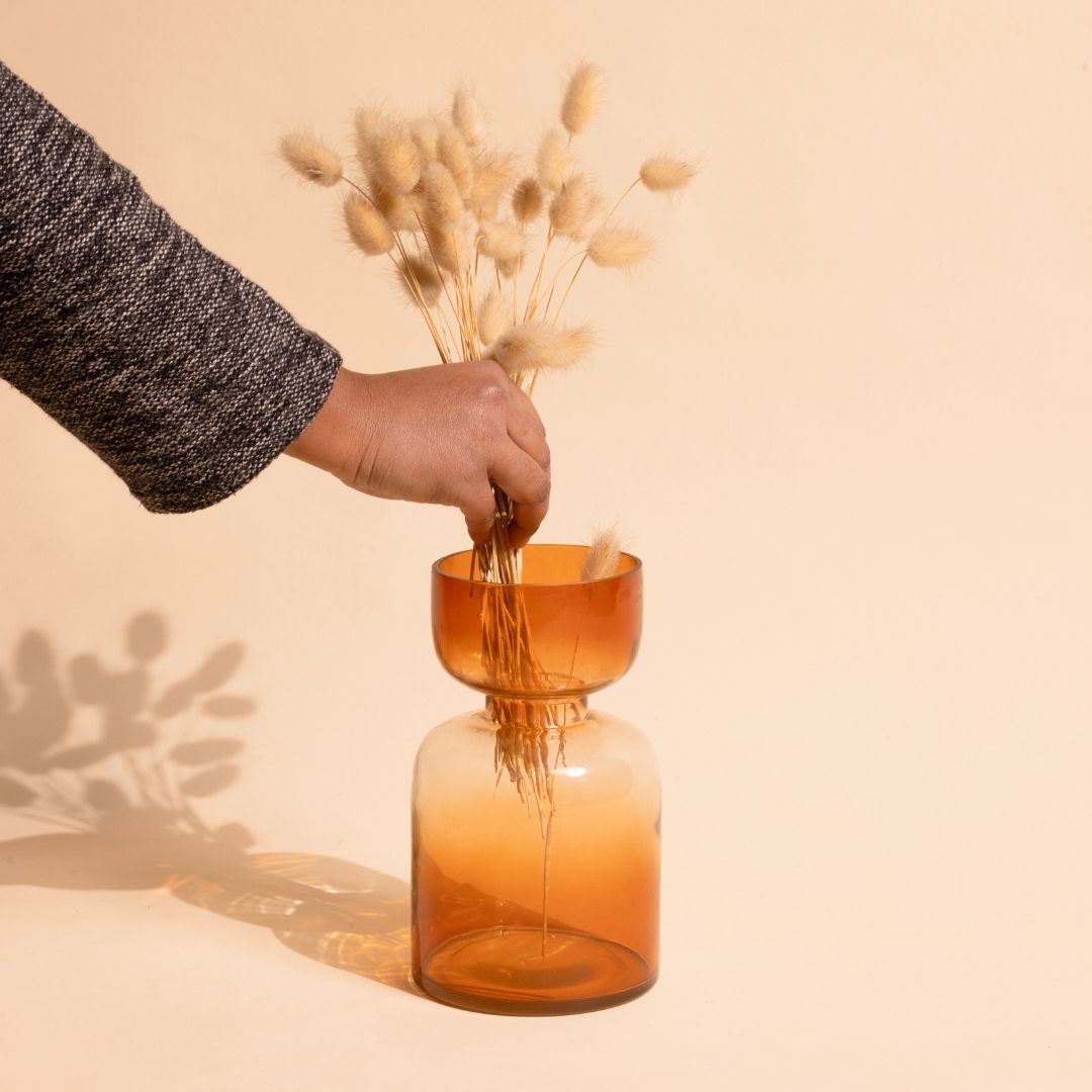 Handblown Tinted Glass Vase - Haze Brown, Largemouth, Two Sizes