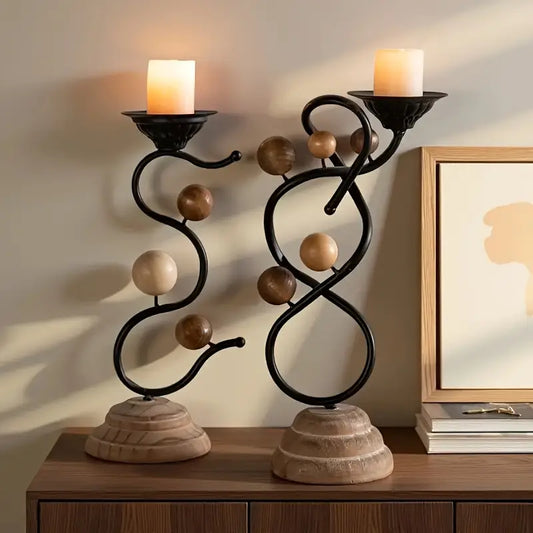 Wooden Candle Holder - Romantic Table Decor Wedding Party