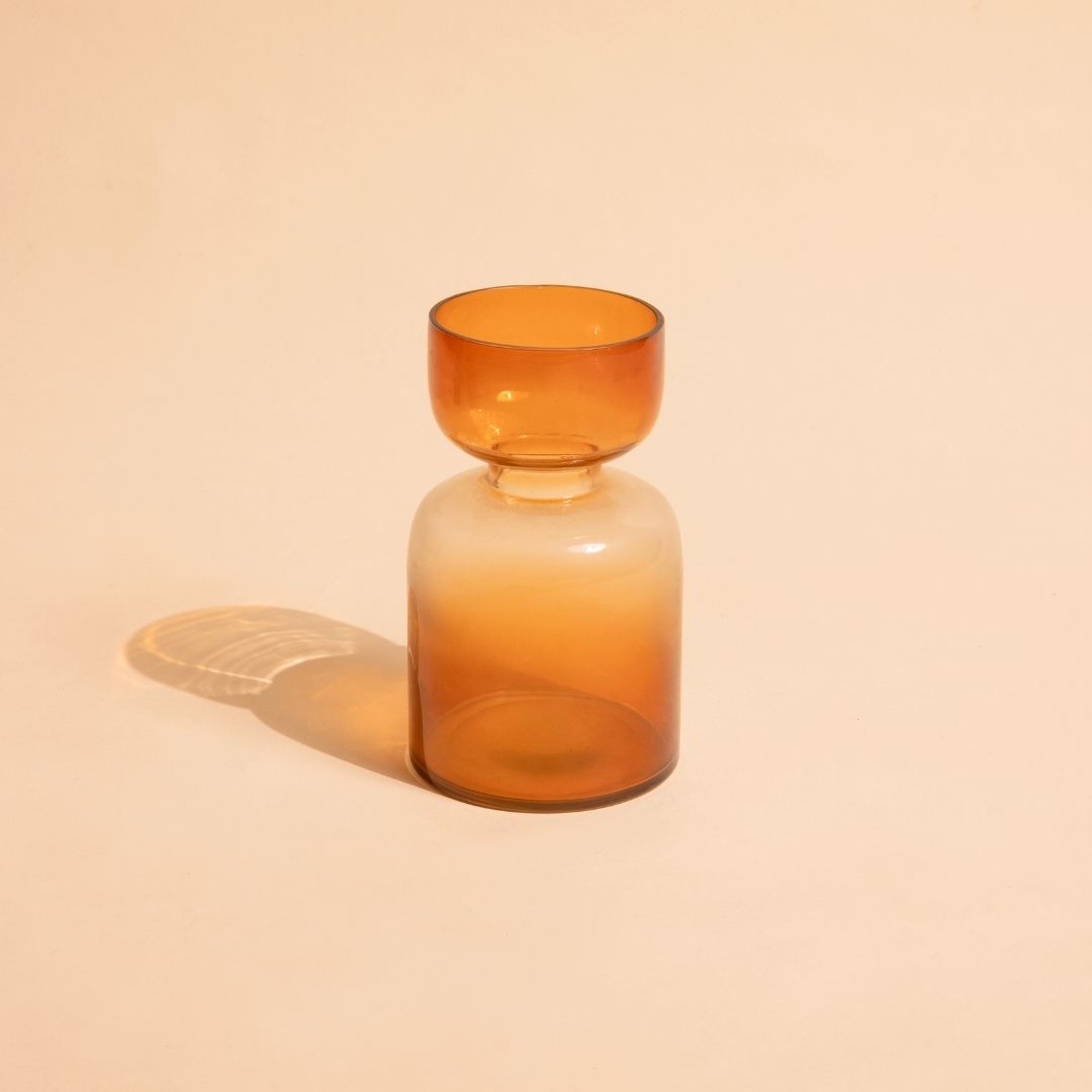 Handblown Tinted Glass Vase - Haze Brown, Largemouth, Two Sizes