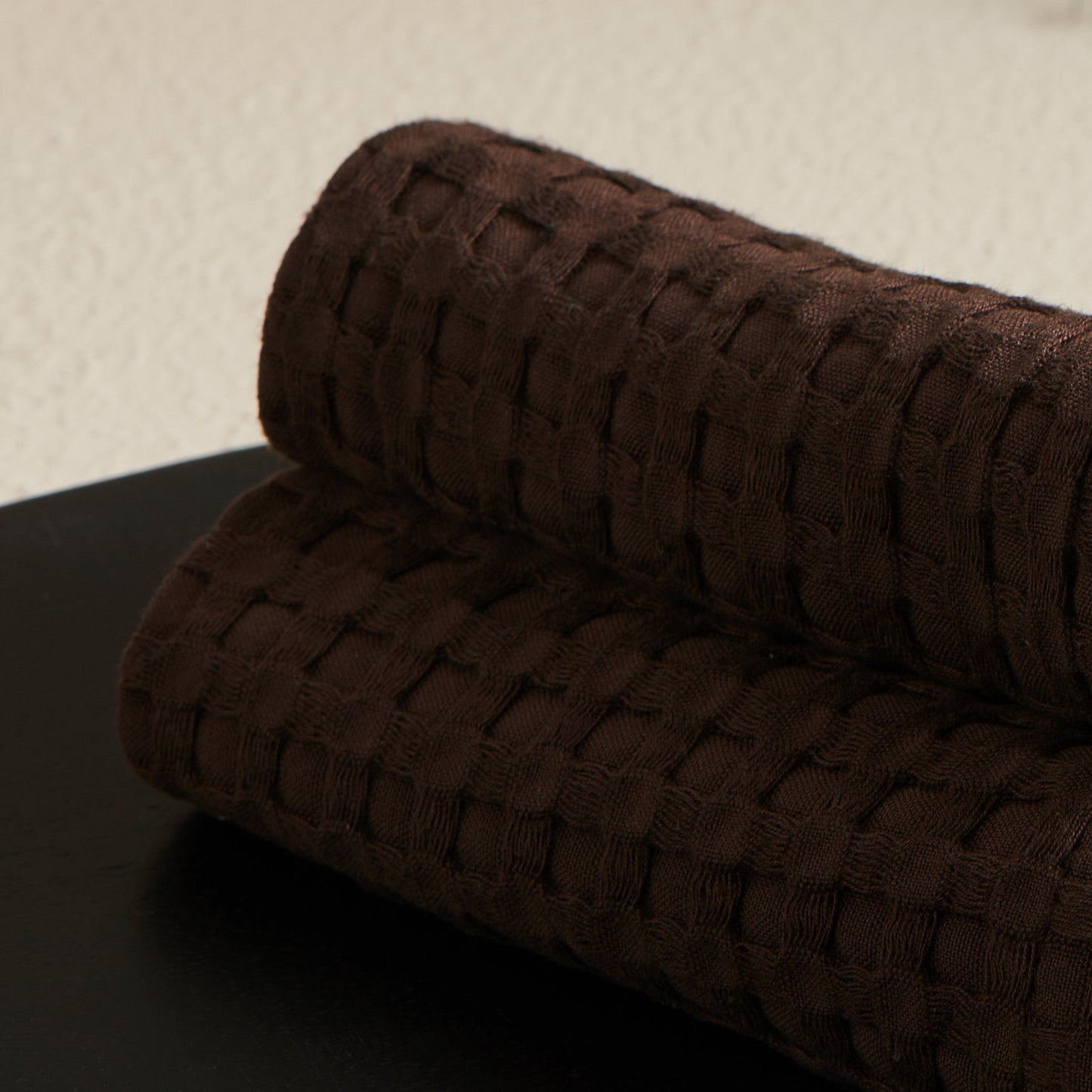 Cotton Bamboo Waffle Face Towel - Peat, Hypoallergenic