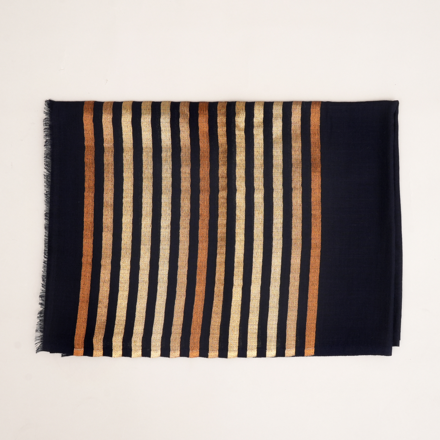 Scarf | Wool Blend Zari Work | Navy Blue