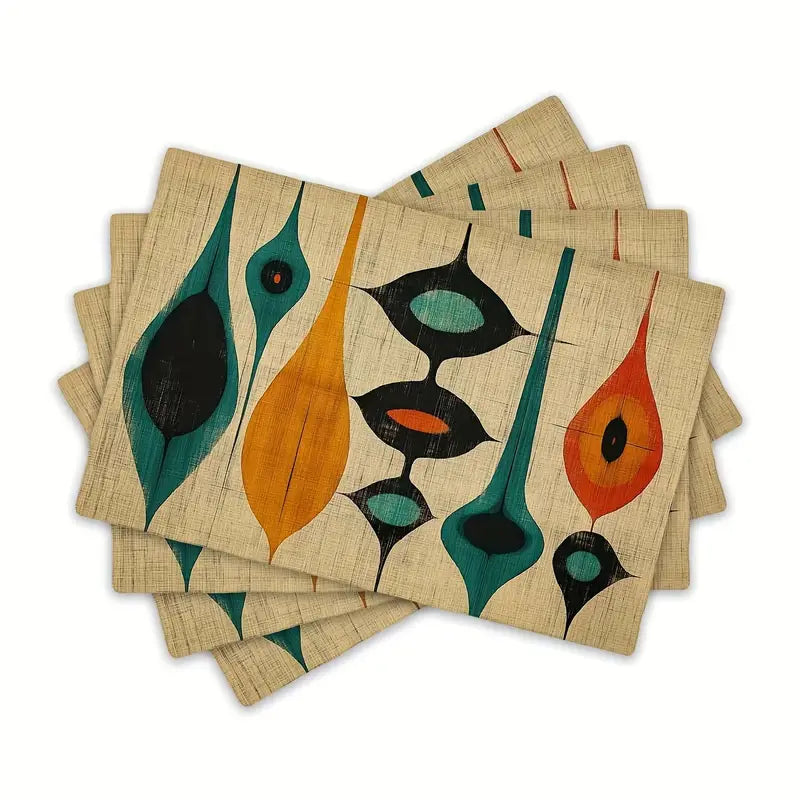 4/6pcs Placemat Set with Geometric Patterns