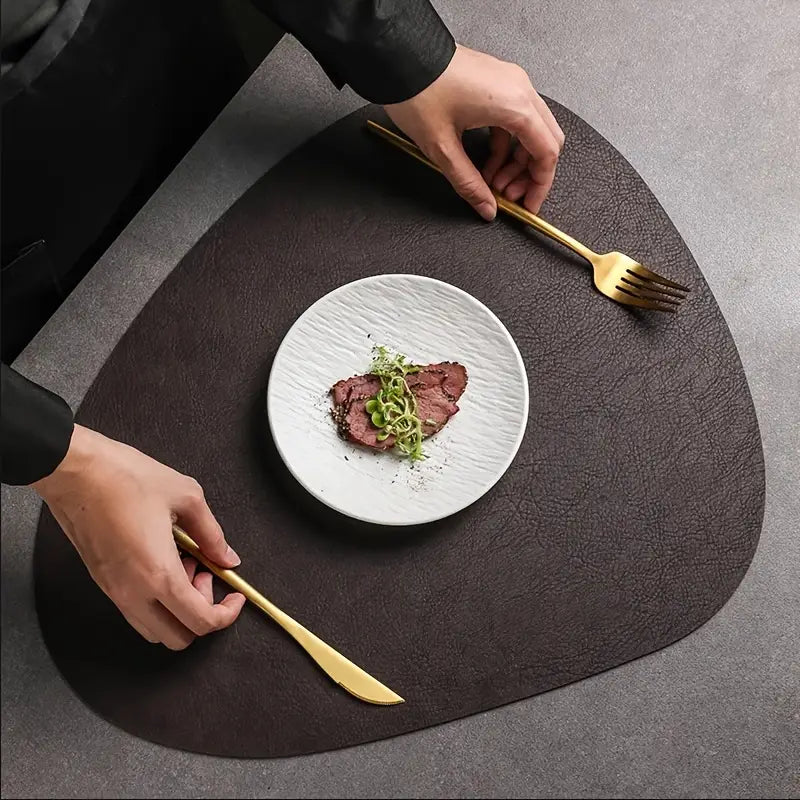 Leather Table Mats  and Coasters Set - Waterproof Heat Resistant 8pcs Set