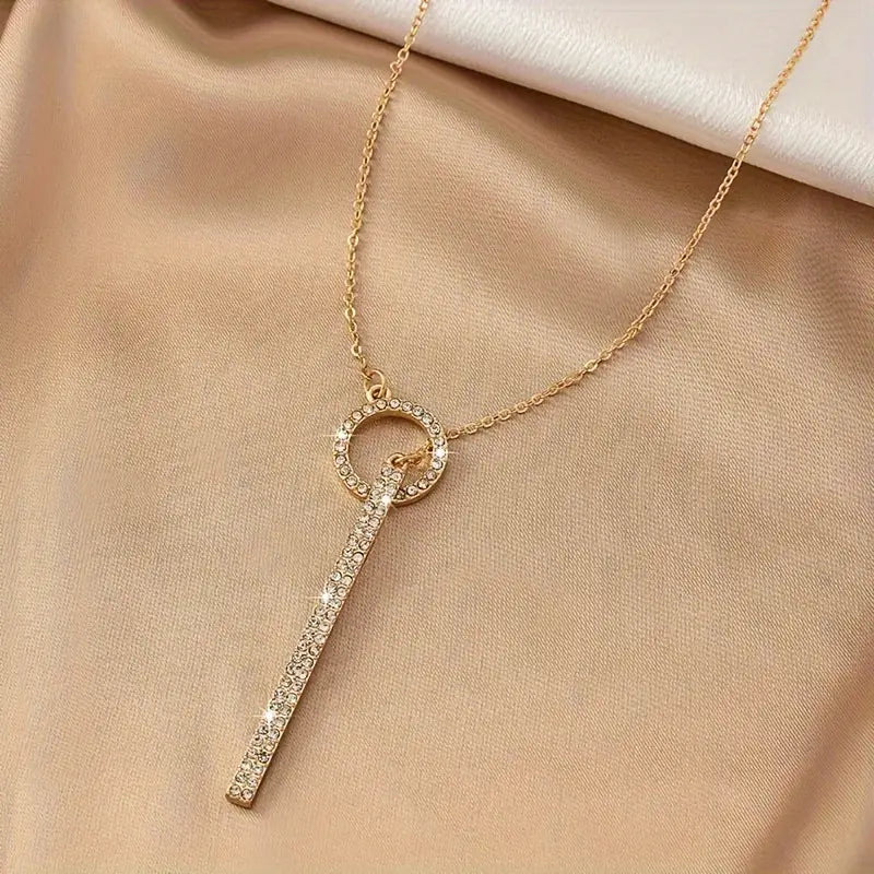Korean Circle Pendant Necklace - Tassel Chain Fashion Jewelry