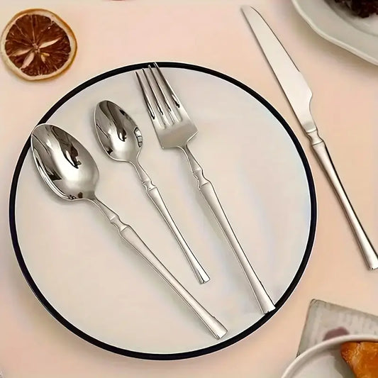 24PC Flatware Set with Gift Box – Stainless Steel Spoons, Forks, Knives