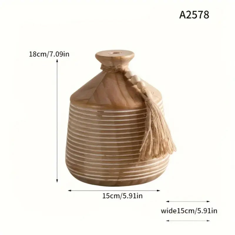 Solid Wood Vase Tassel - Chinese Style Home Decor Living Room Bedroom