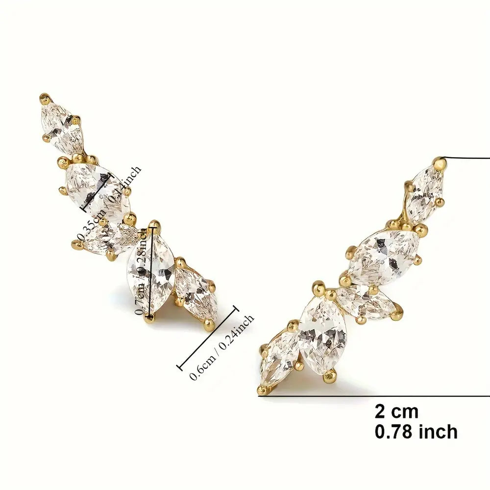Boucles d'oreilles à tige exquises ornées de zircones