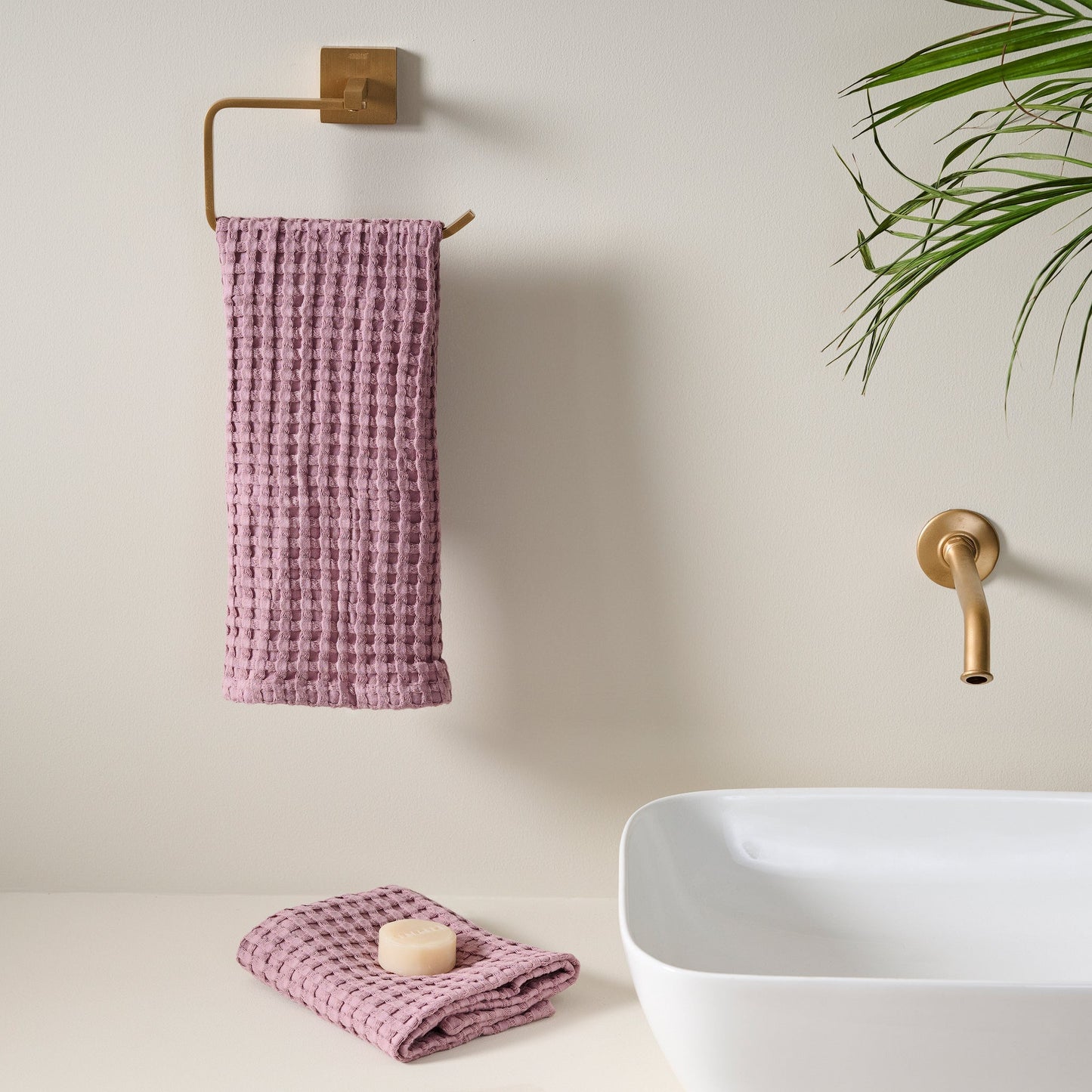 Cotton Waffle Towel - Hand, Chalk