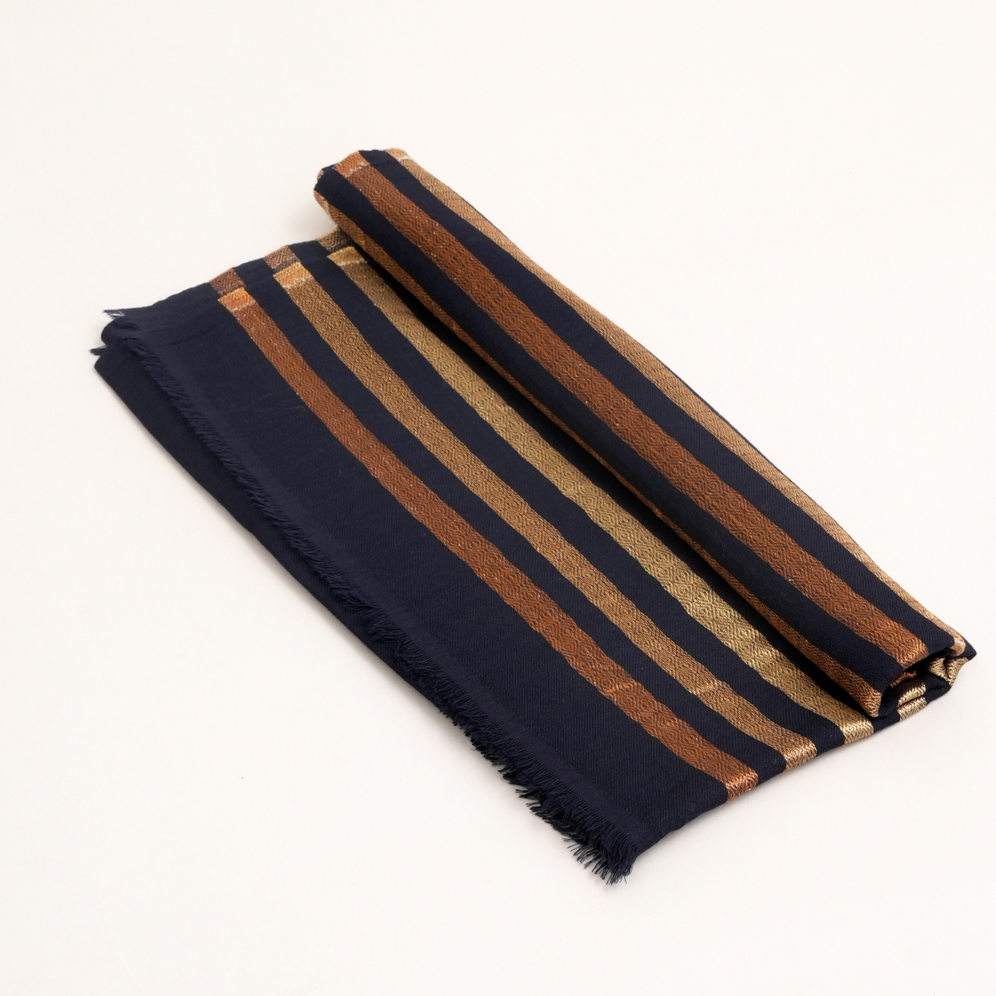 Scarf | Wool Blend Zari Work | Navy Blue