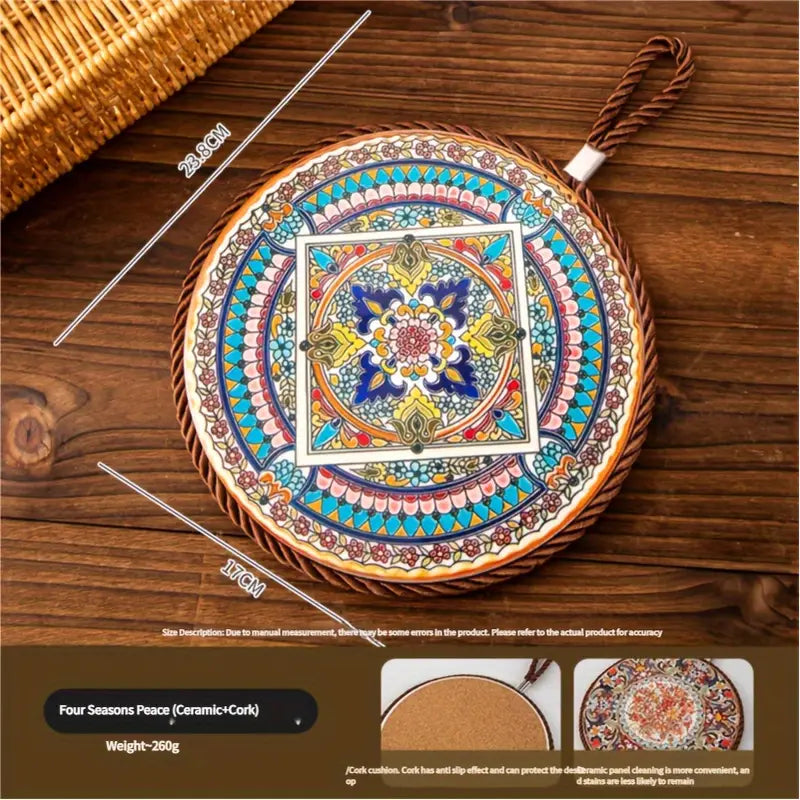 Retro Enamel Trivet - Heat Resistant, Anti-Slip Hot Dish Mat