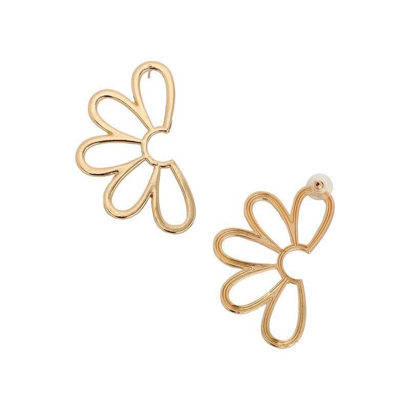 Semi-Flora Drop Earrings – Fashion Jewellery – Alloy, Gold Tone – Push Back Closure