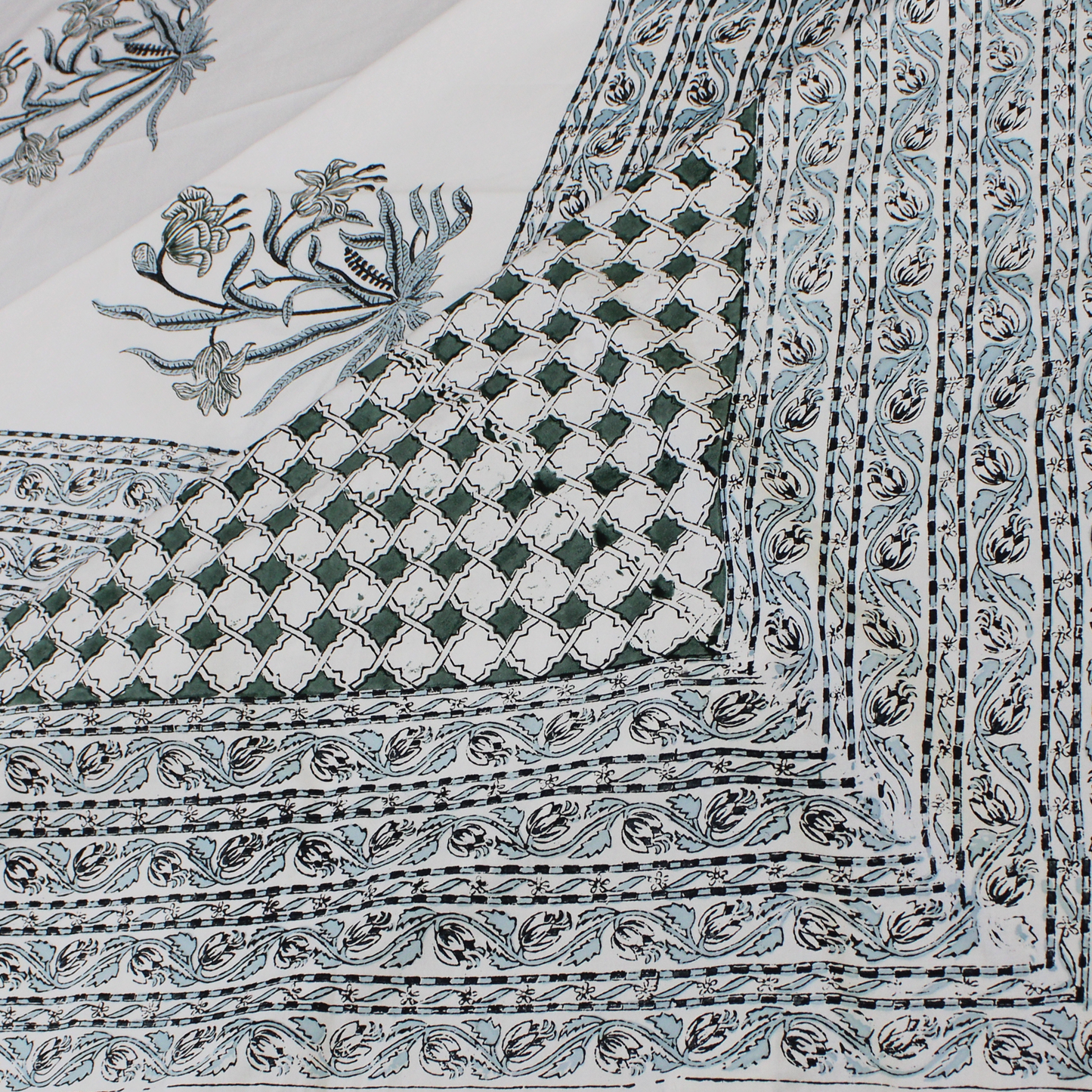 Bedsheet | Cotton Handblock Garden Floral | Set of 3