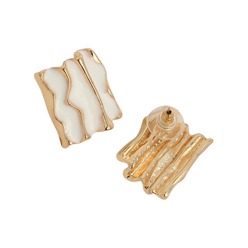 Tactile Stud Earrings – Fashion Studs – Alloy Material – Opal White Colour – Push Back Closure