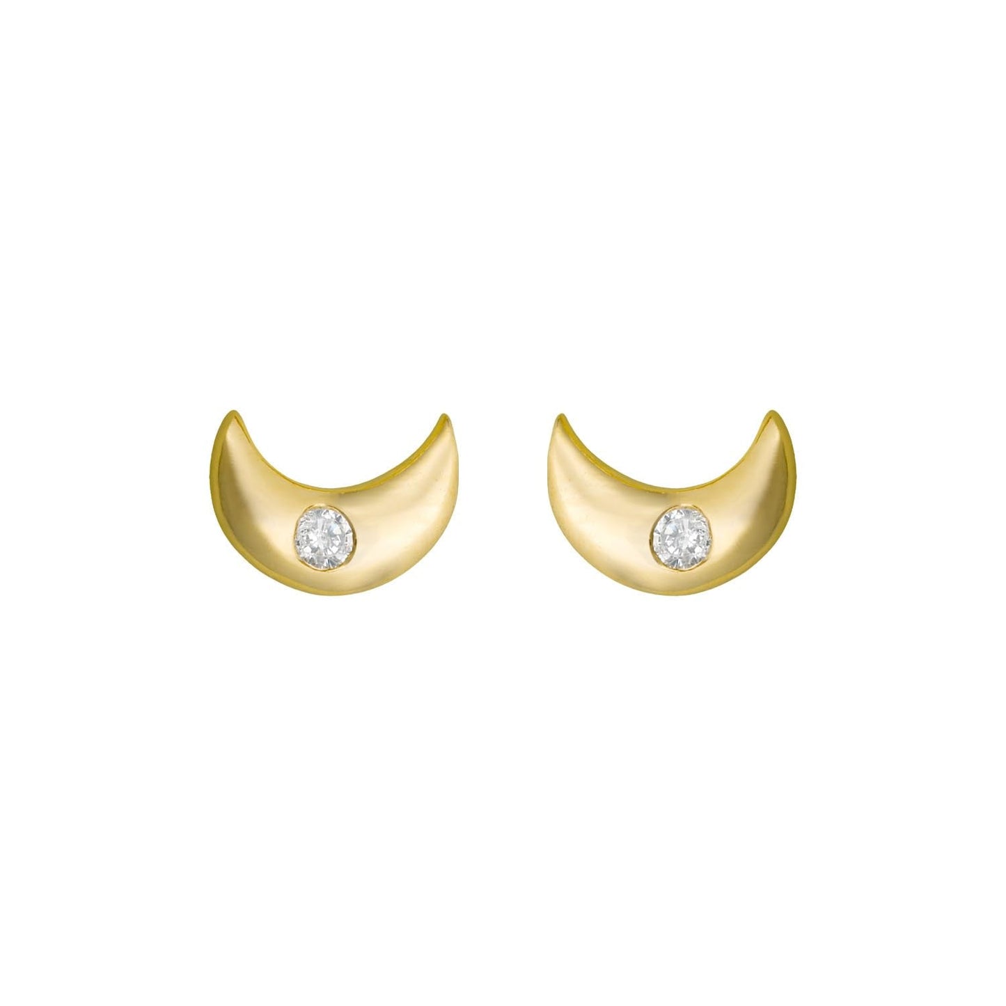 Moon Earrings – Sterling Silver Jewelry – 18K Gold-Plated – Lightweight Pair