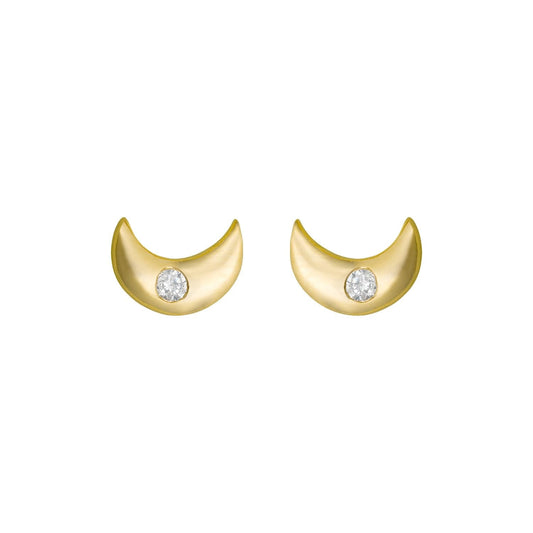 Moon Earrings – Sterling Silver Jewelry – 18K Gold-Plated – Lightweight Pair