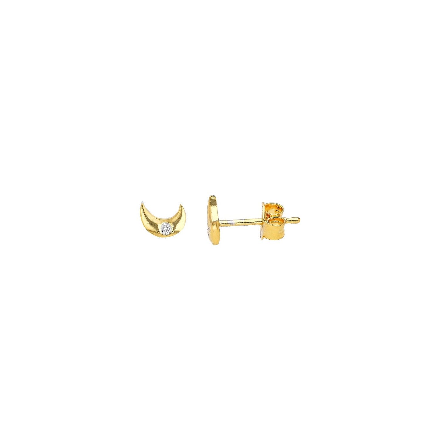 Moon Earrings – Sterling Silver Jewelry – 18K Gold-Plated – Lightweight Pair