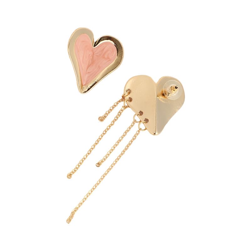 Heart-Fold Drop Earrings – Fashion Jewellery – Alloy – Blush Pink – Heart-Fold Design