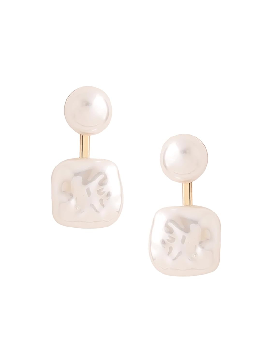 White Faux Pearl Drop Earrings – Fashion Jewellery – Gold Plated – Premium Finish Pair