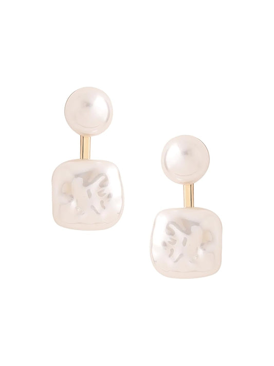 White Faux Pearl Drop Earrings – Fashion Jewellery – Gold Plated – Premium Finish Pair
