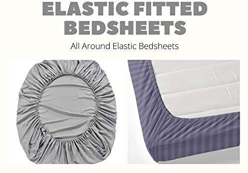 Fitted Bedsheet Set - Glace Cotton 300TC - King Size, Elastic Trim for 8-inch Mattress