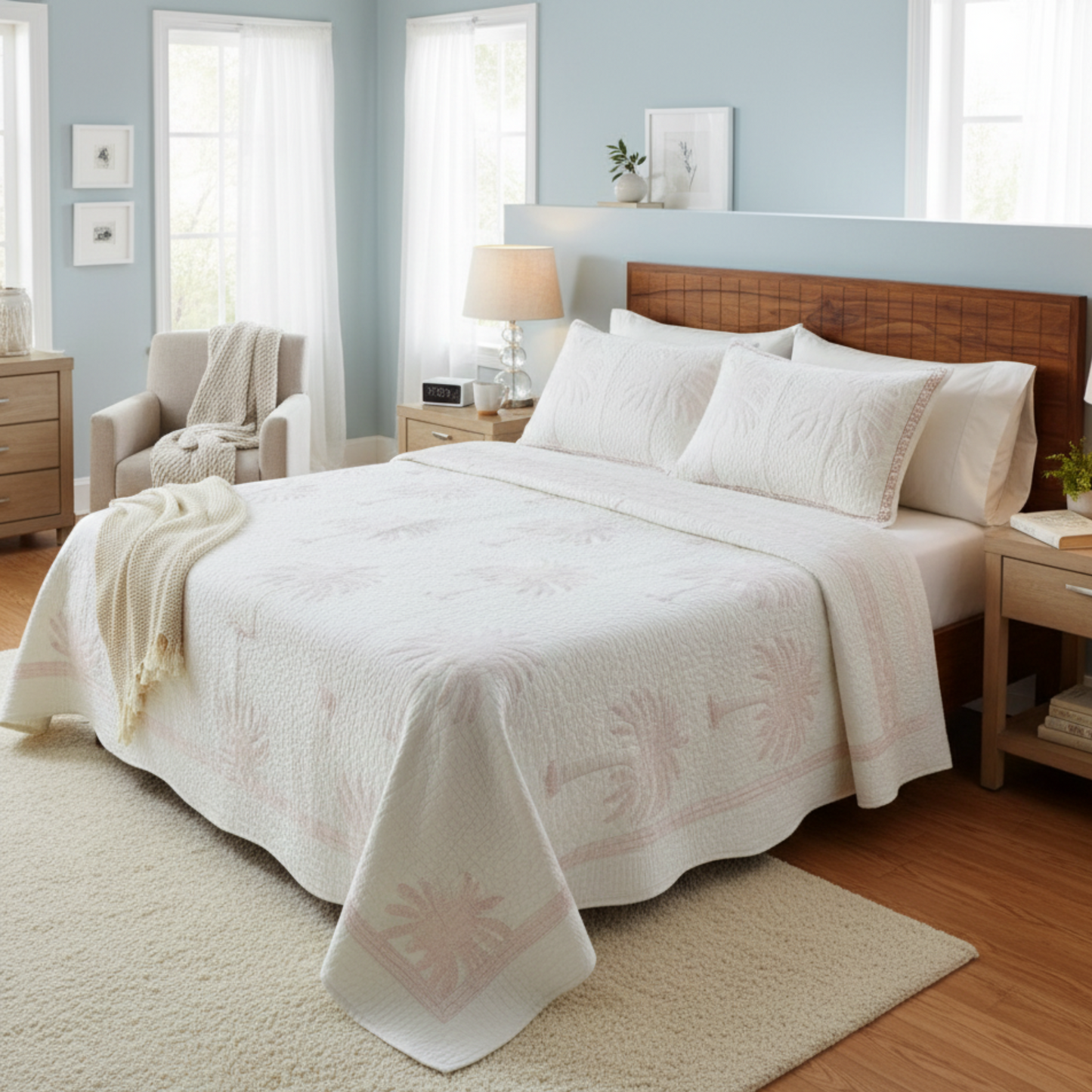 Bedsheet | Handblock Cotton Quilted | 3 Pc Set