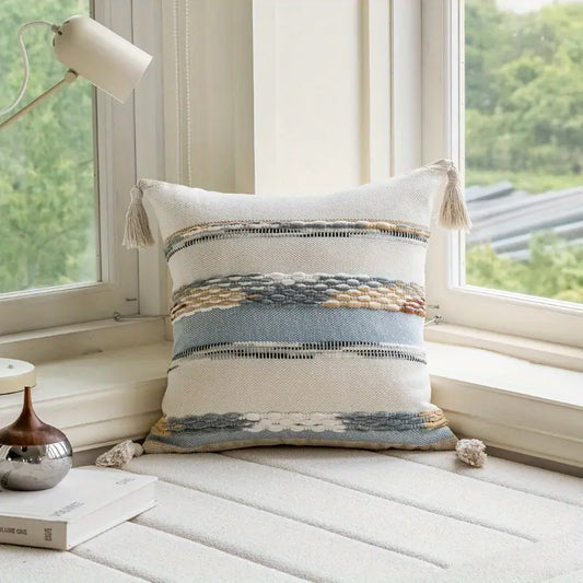 Boho Throw Pillow Cover - Ethnic Tassel Pillowcase - Home Decor