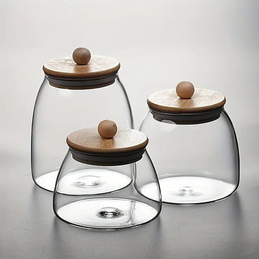 3PC Airtight Glass Storage Jar Set – Leak-Proof Kitchen Organizer