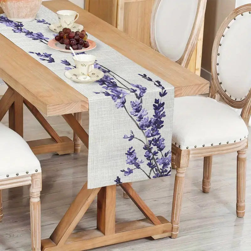 Purple Lavender Table Runner - Elegant Polyester Dining and Kitchen Decor
