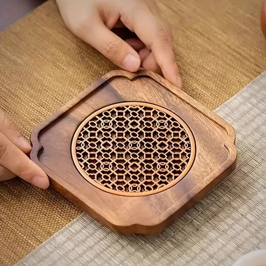 Walnut Wood Teapot Coaster - Heat Resistant Drink Mat Tea Accessory