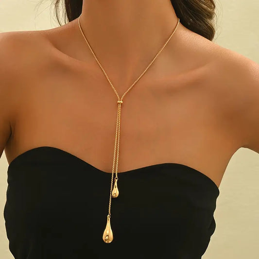 Teardrop Pendant Necklace Adjustable Boho Layering Jewelry