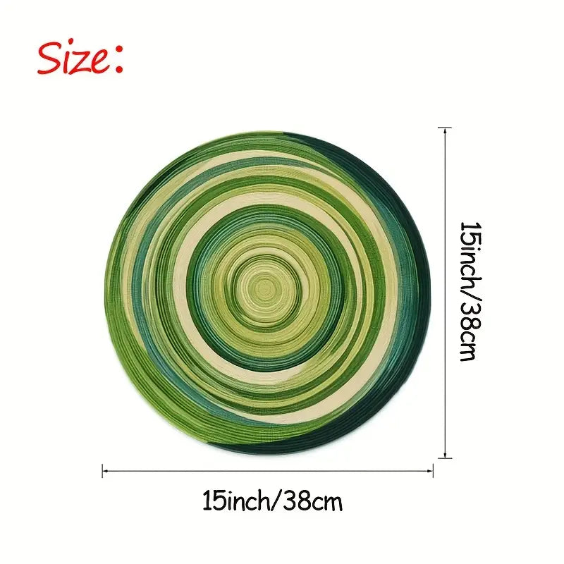 Round Placemats Set of 4 - Modern Spiral Design, Easy Clean