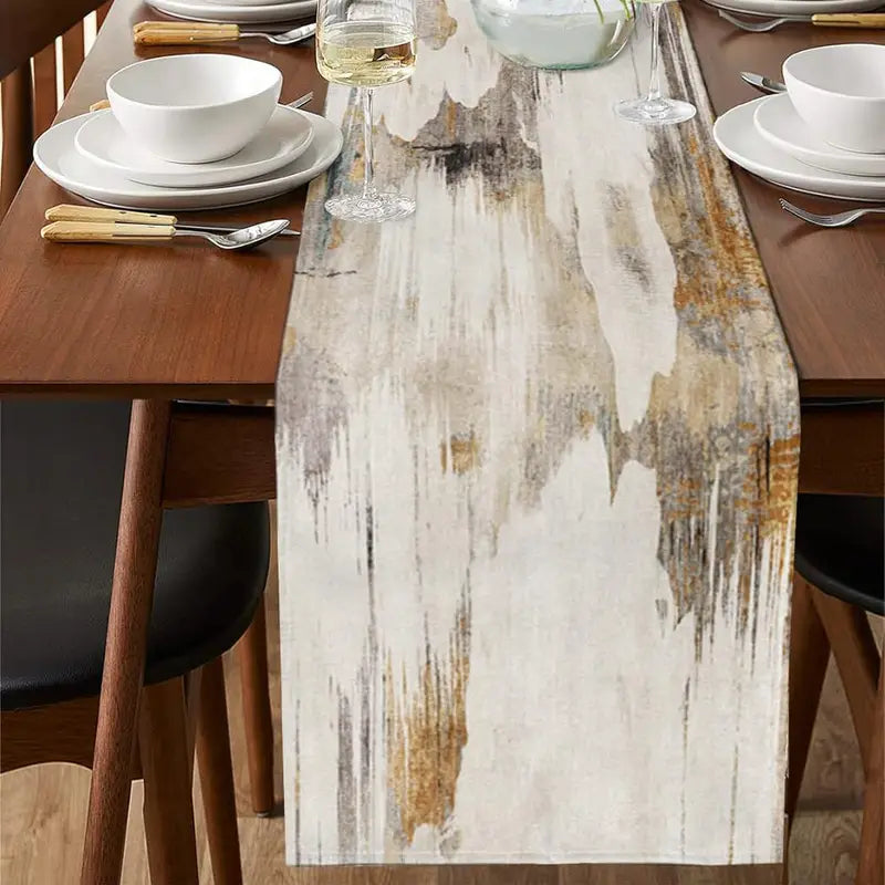 Gradient Table Runner – 72-Inch Abstract Brown Runner for Coffee & Dining Tables