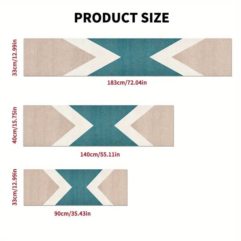 Teal Geometric Table Runner - Modern, Durable, Easy Clean Dining Decor