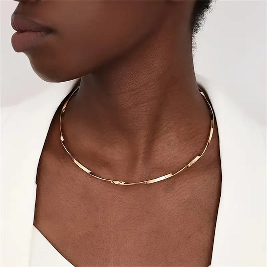 Iron Choker Necklace - Minimalist Twisted Metal Jewelry